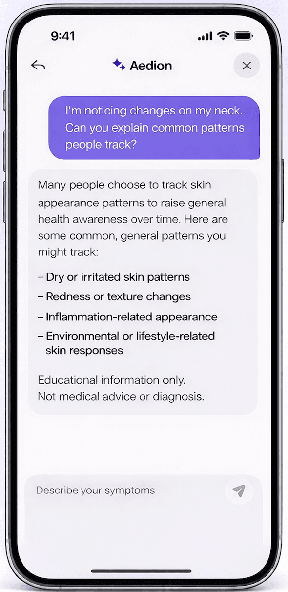 Aedion AI wellness chat — educational information only