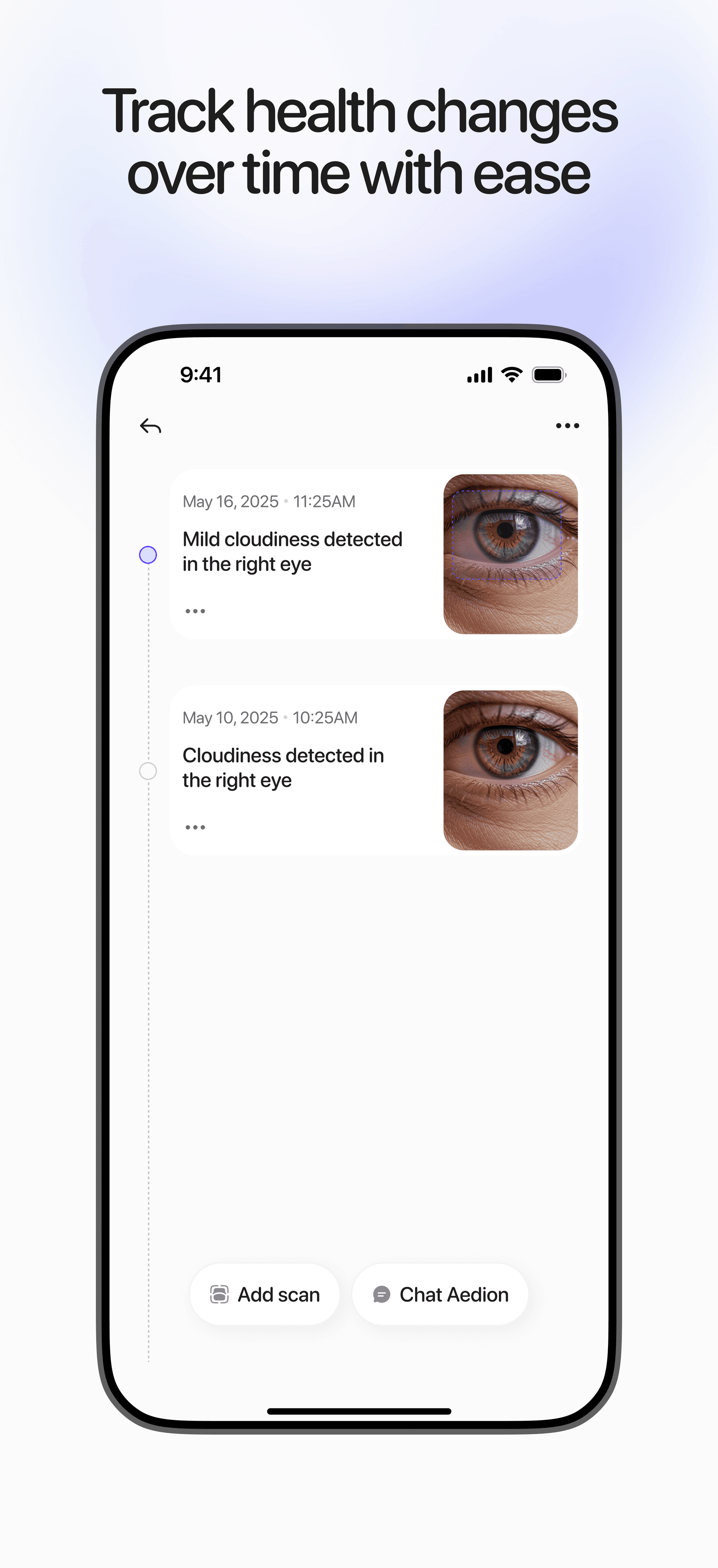 Aedion wellness scan history tracking
